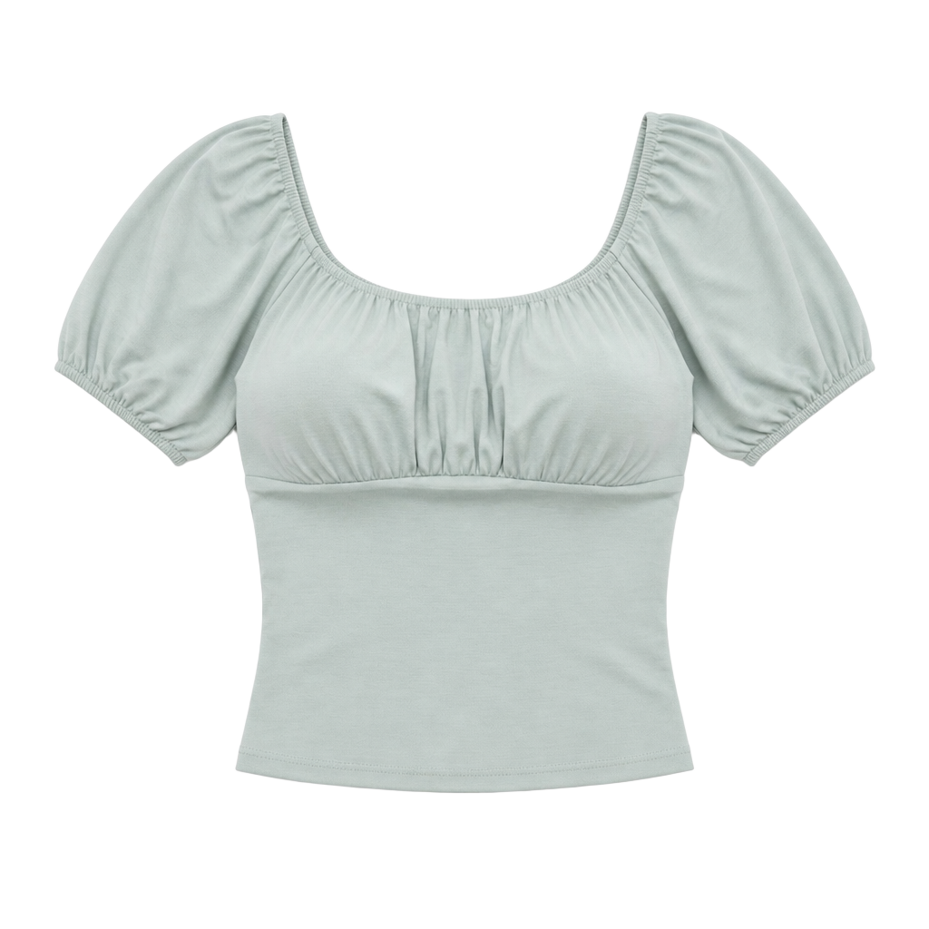 Just Polly Juniors Womens Ruched Elastic Trim Off The Shoulder In Green 1