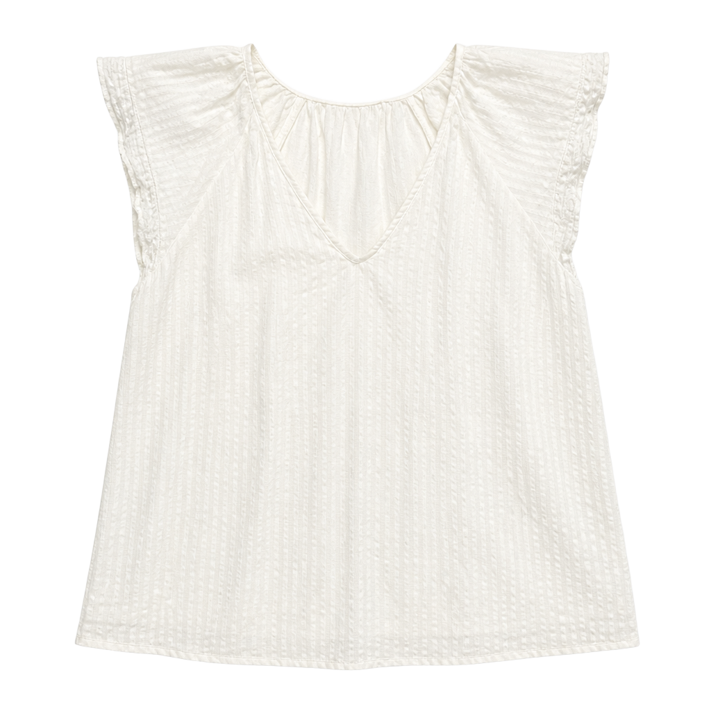 Universal Thread White Cotton Swiss Dot V-Neck Flutter Cap Sleeve Top Size XS 1