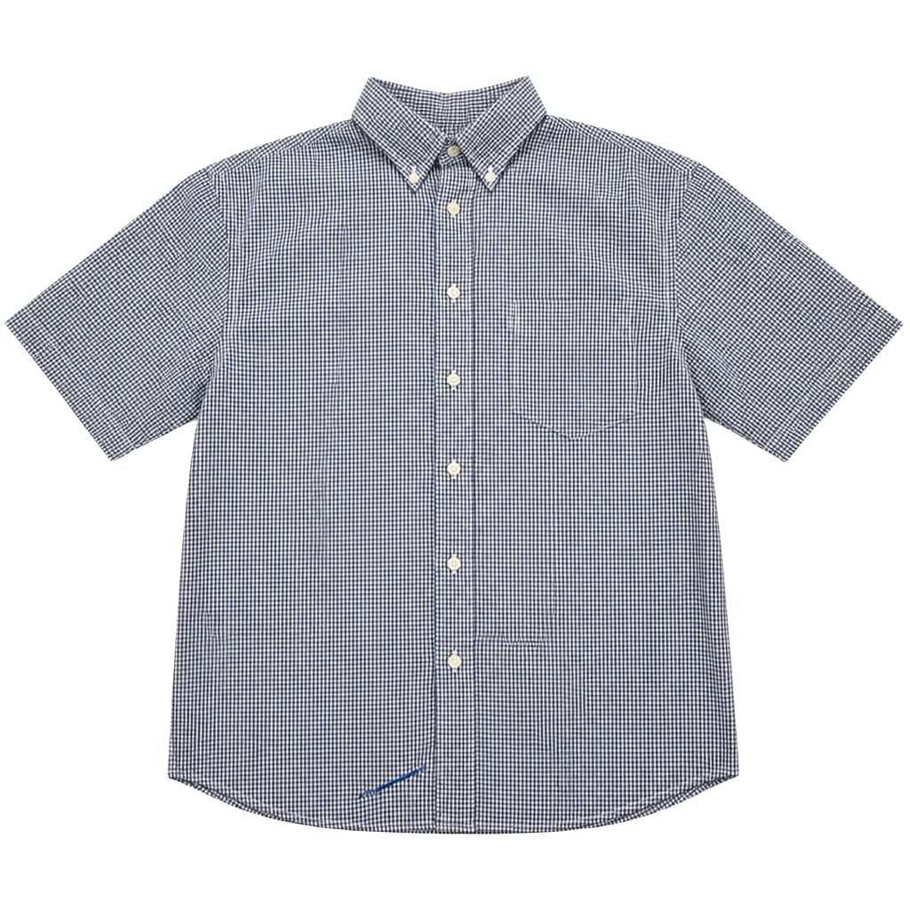 Gap Blue and White Gingham Short Sleeve Button Down Shirt Size Medium 1