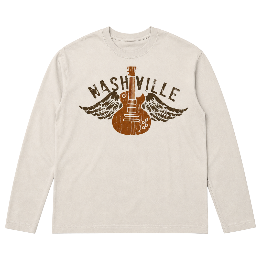 Cremieux Nashville Guitar Wings Long Sleeve T-Shirt Size XXL White Cotton 1