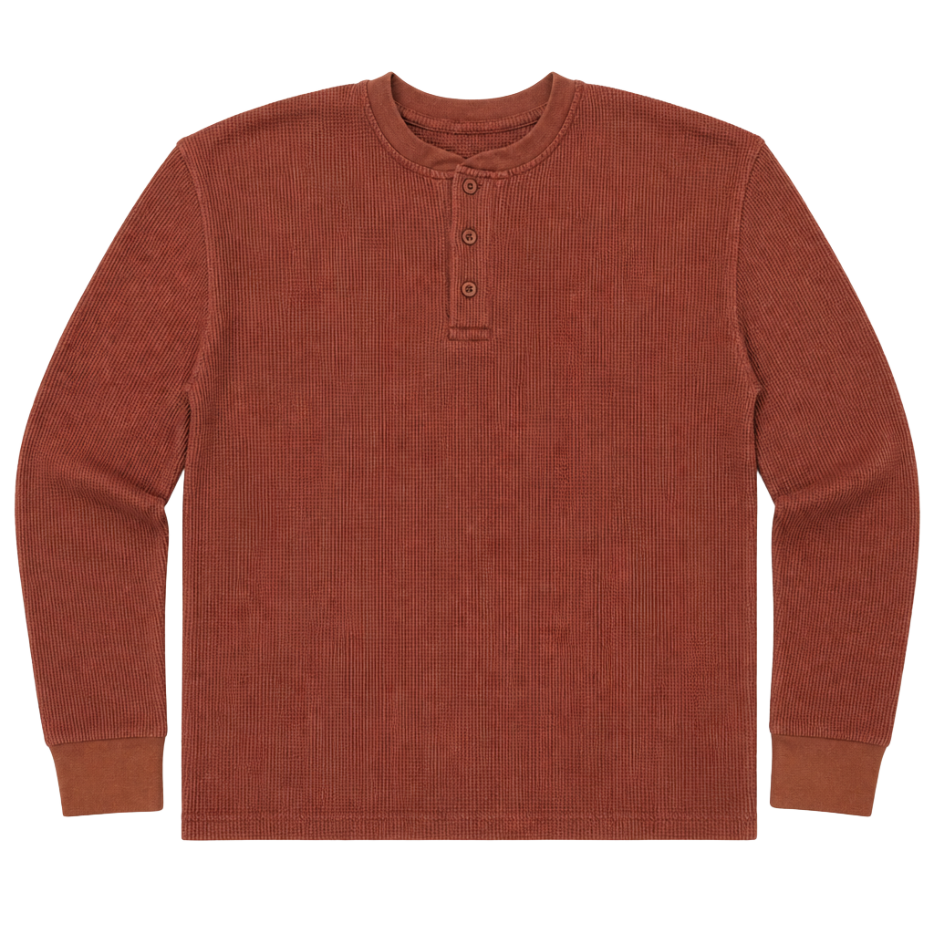 Dahlia Thermal Henley Size XL Brown Waffle Knit Long Sleeve 1