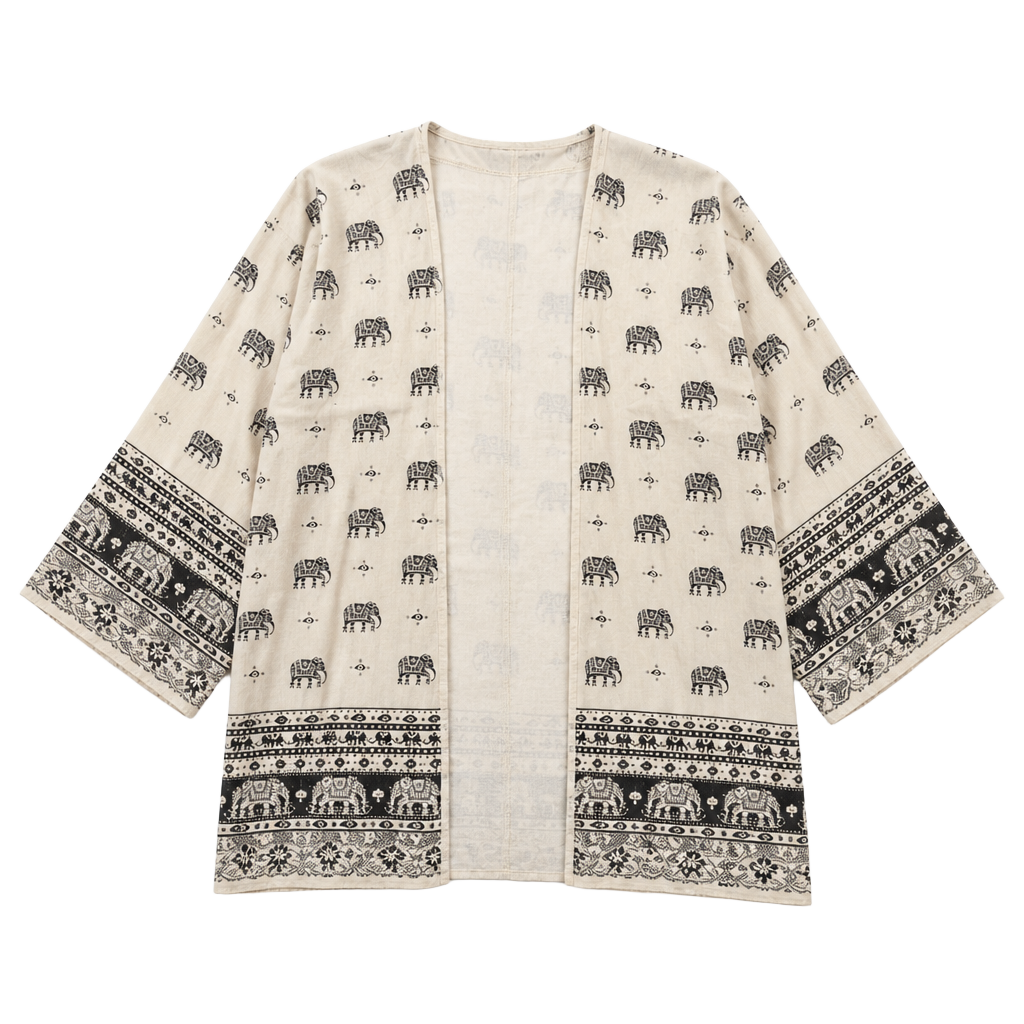 Women's Elephant Print Kimono Cardigan 1