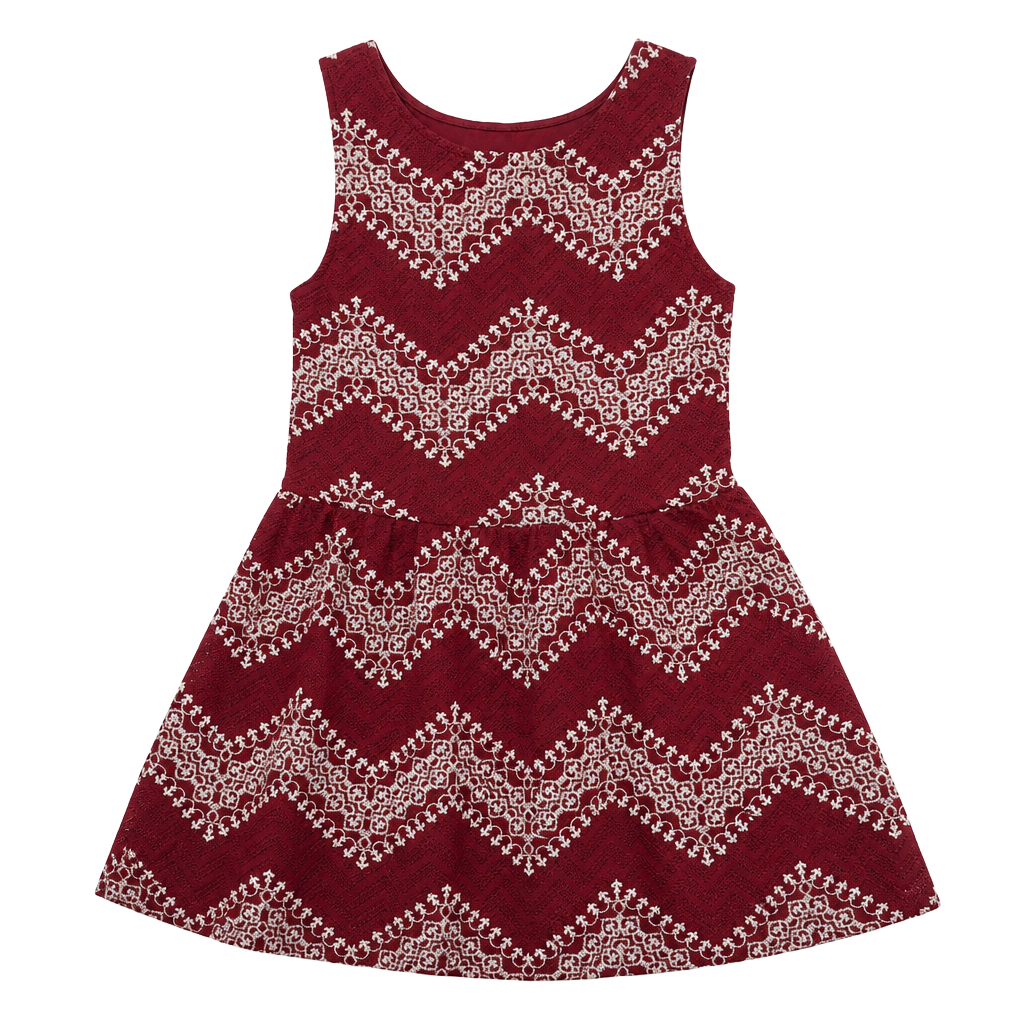 Xhilaration Dress Size S Burgundy White Chevron Sleeveless Cutout Back 1