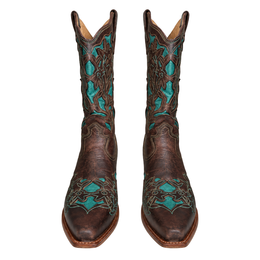 Twisted X Women’s Brown Turquoise Floral Embroidered Western Boots 10B WSO0010 1