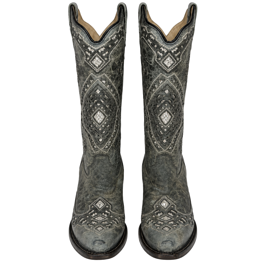 Corral Women’s Distressed Grey Glitter Inlay Boots A2963 Size 6.5 M 1