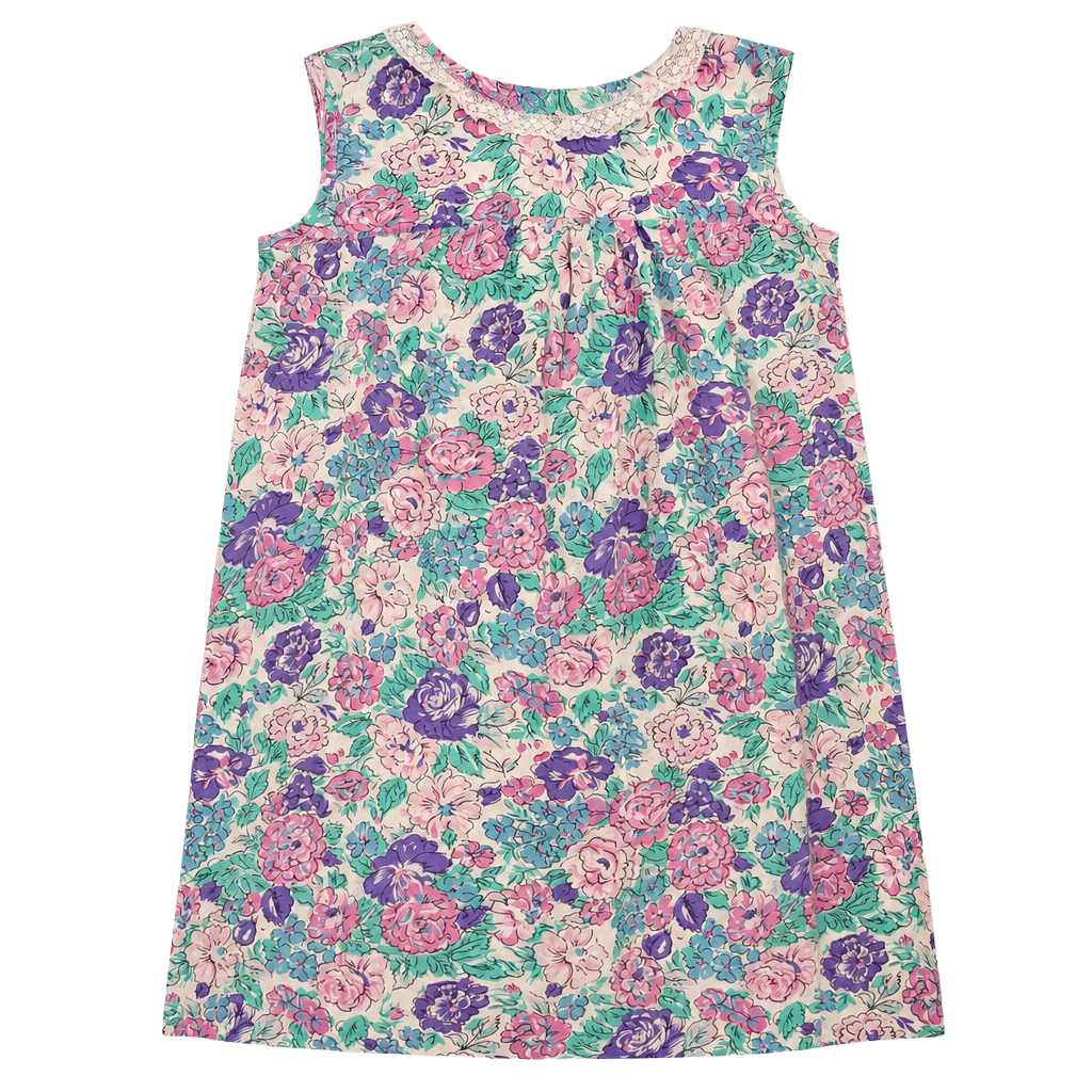 Vintage Floral Print Nightgown with Lace Trim 1