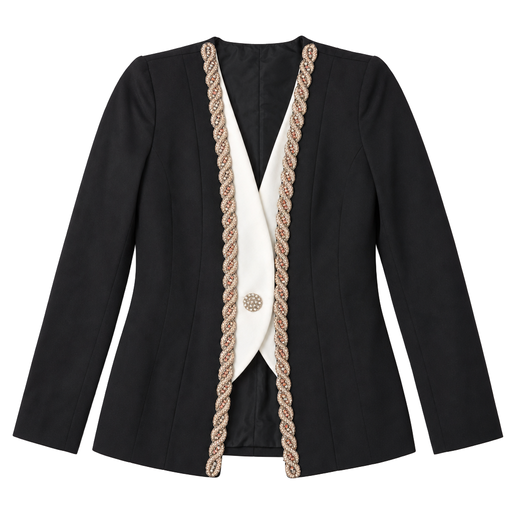 Alex Evenings Vintage Black and White Embellished Blazer 1