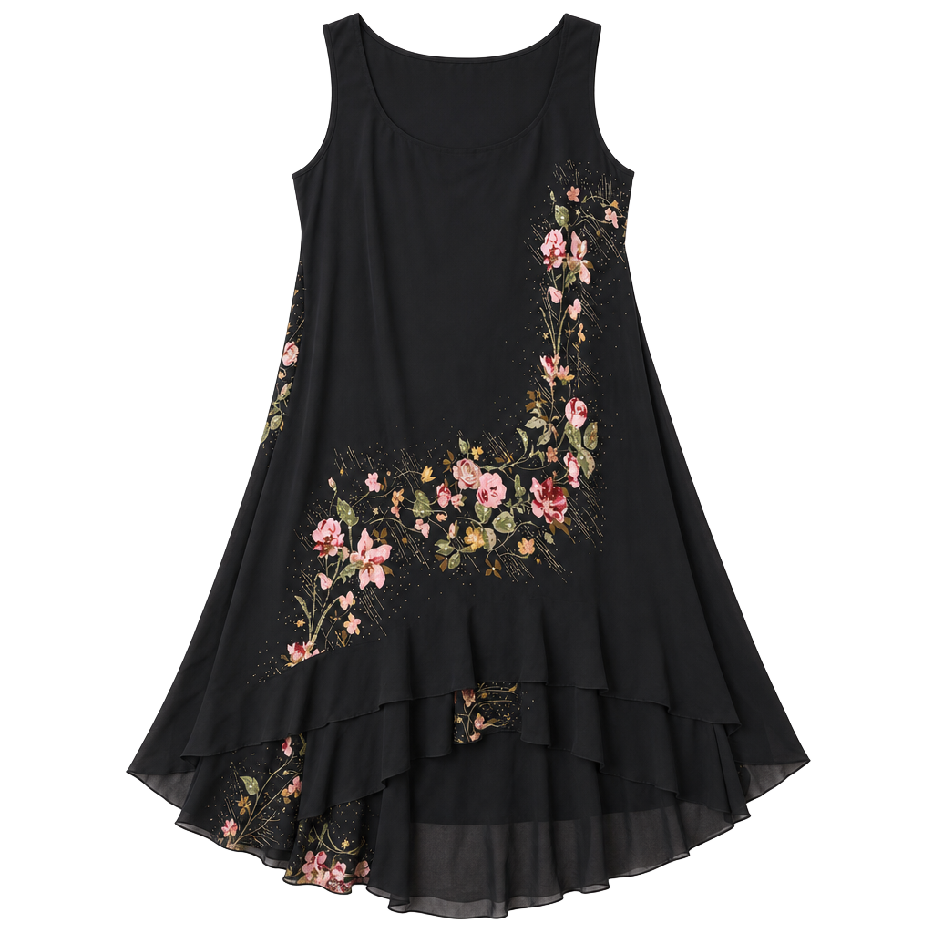 Alex Evenings Black Sleeveless Beaded Floral 1