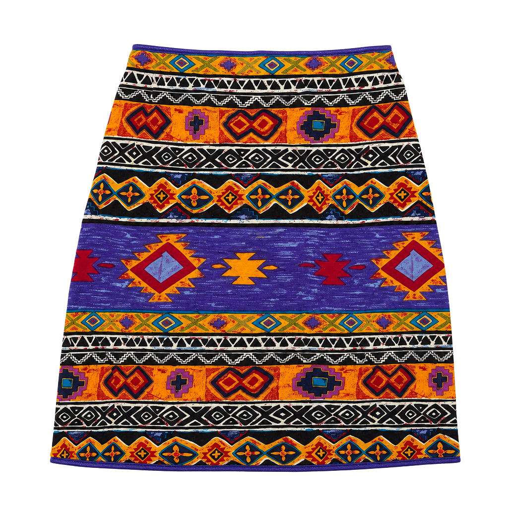 Vintage CLIO Tribal Print 100% Rayon Southwest Pattern Skirt Size 8 1