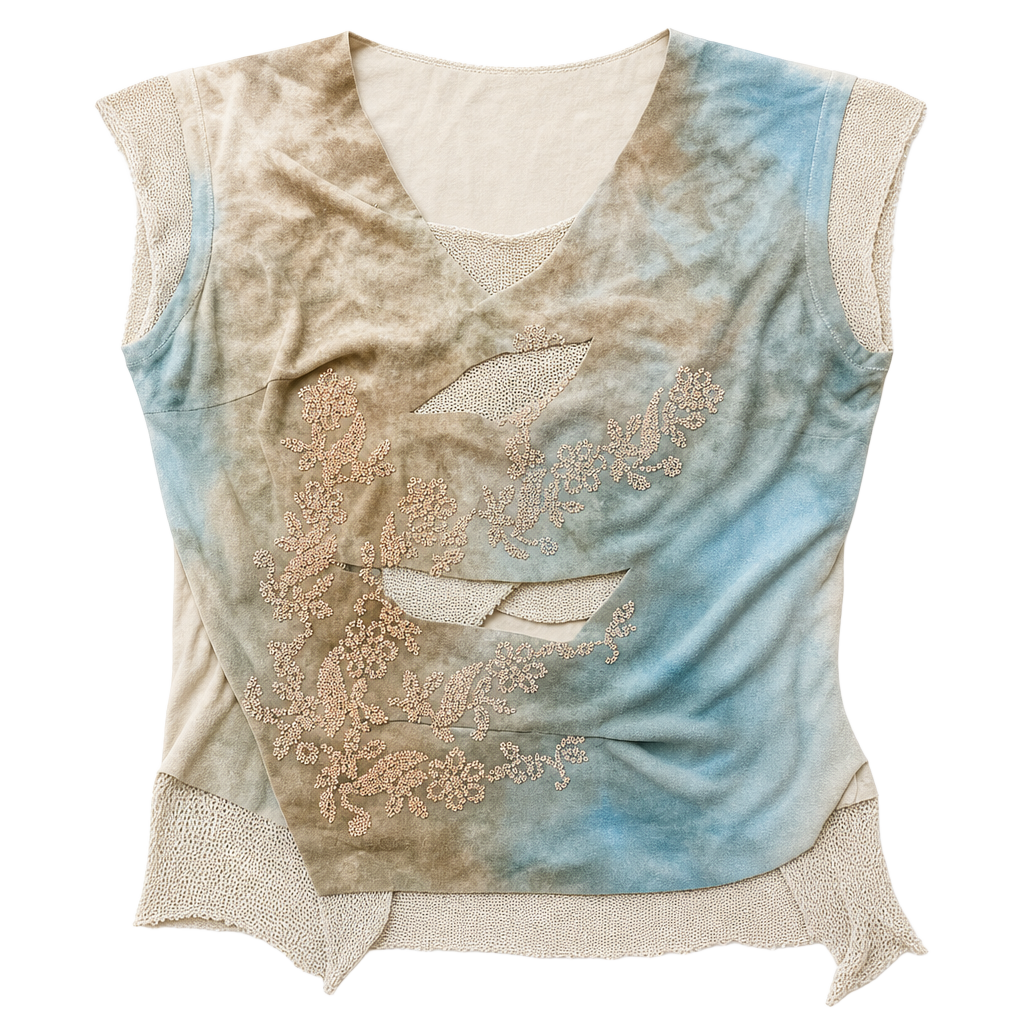 NEMO Y2K Fairy Grunge Layered Sleeveless Top with Bead Embroidery 1
