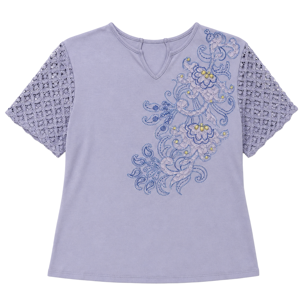 Alfred Dunner Light Purple Embellished Floral Lace 1