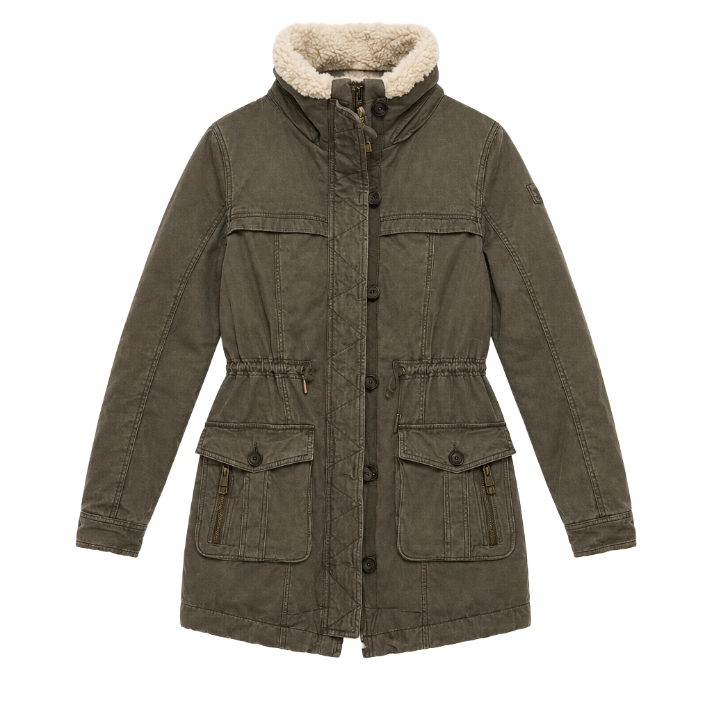 Abercrombie & Fitch Utility Jacket Size M Green Sherpa Lined Parka 1
