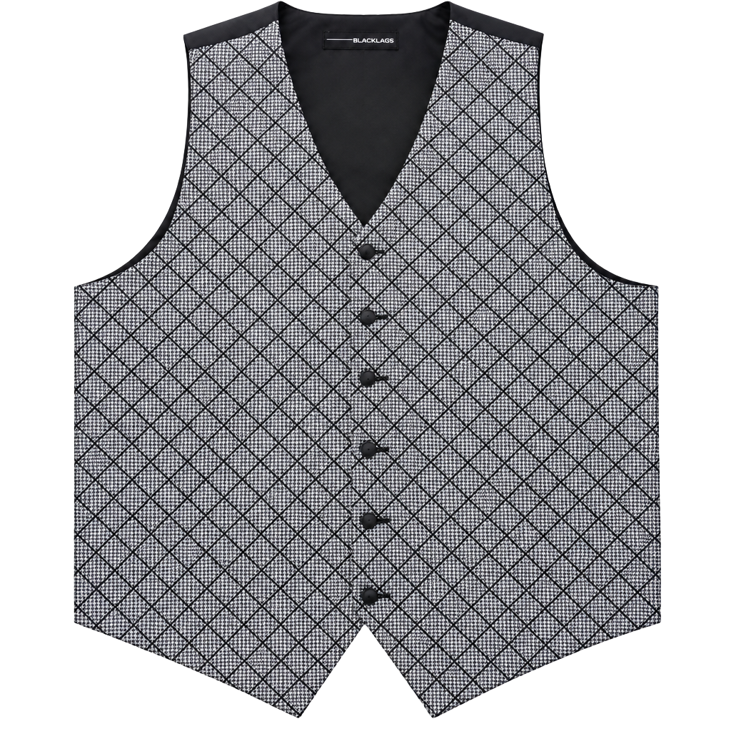 Bill Blass Houndstooth Tuxedo Vest Size XL Black White Formal Suit 1