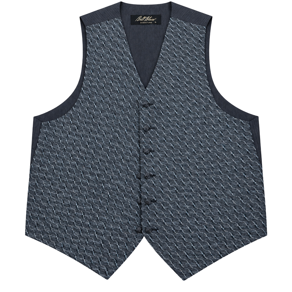 Bill Blass Signature Wavy Tuxedo Vest Size L Dark Gray Black Formal 1