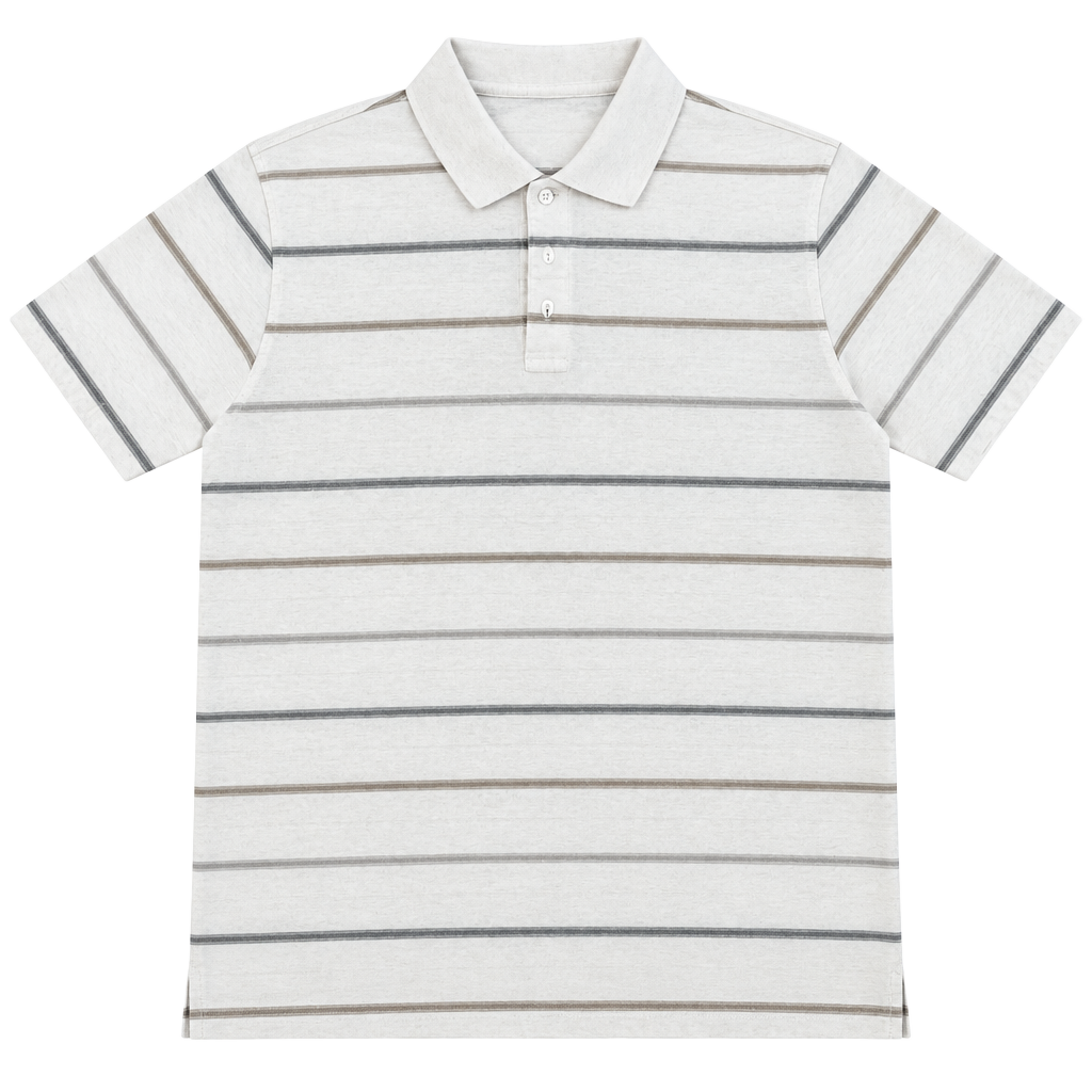 Banana Republic Striped Polo Shirt Size L White Gray Slim Fit Cotton 1
