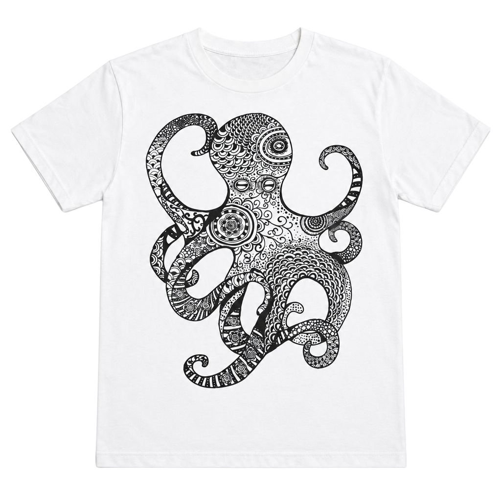 Unbranded Octopus Graphic Tee White Cotton 1