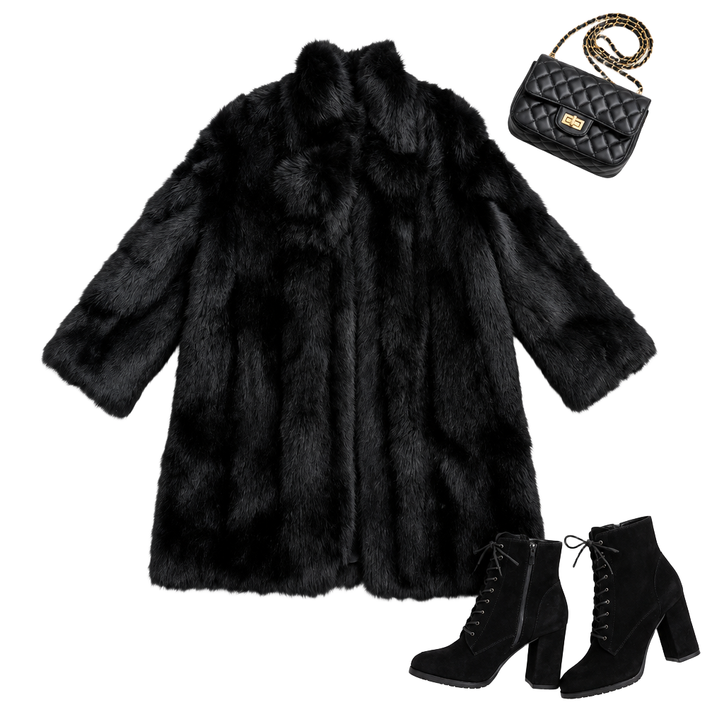 Style VI LTD Black Faux Fur Coat 1