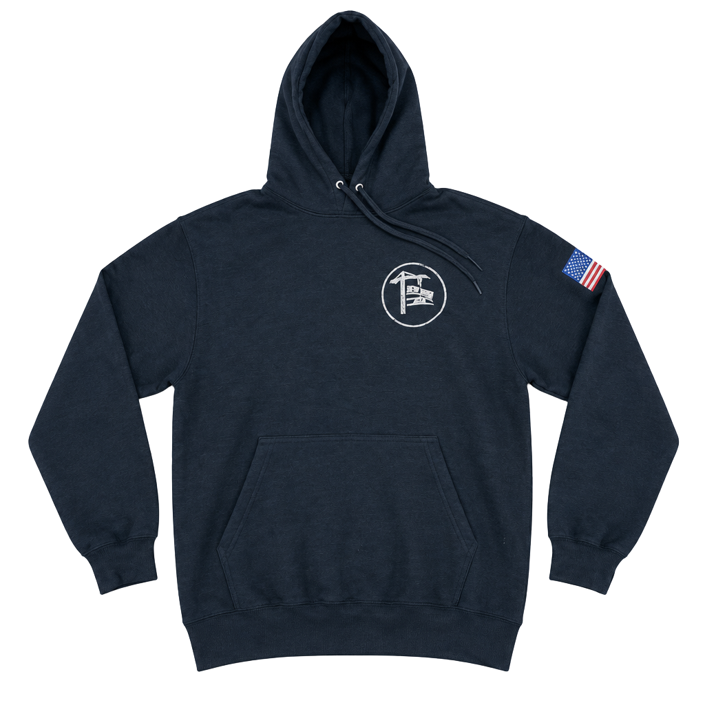 Port & Co Black Pullover Fleece Hoodie With Flag Patch Size M 1