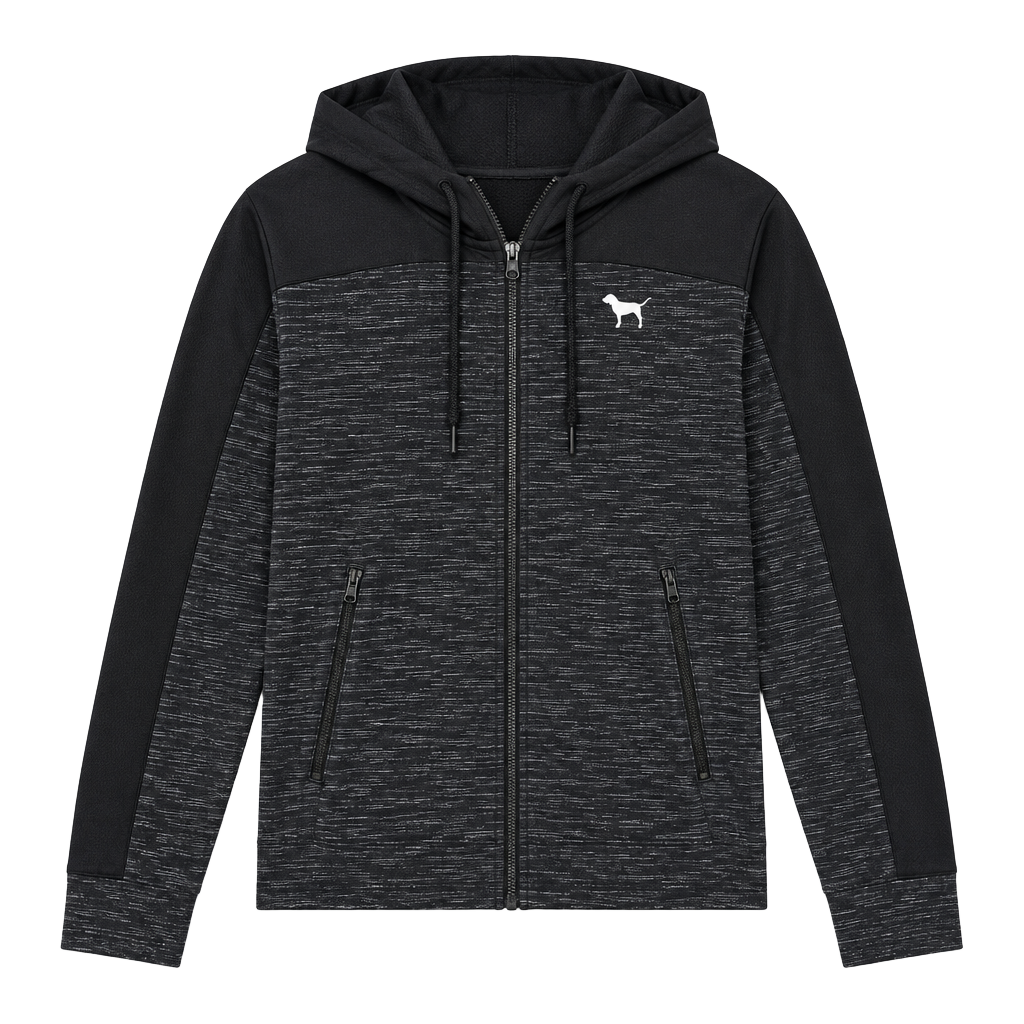 PINK Victoria's Secret Full Zip Hoodie Size L Black Marled 1