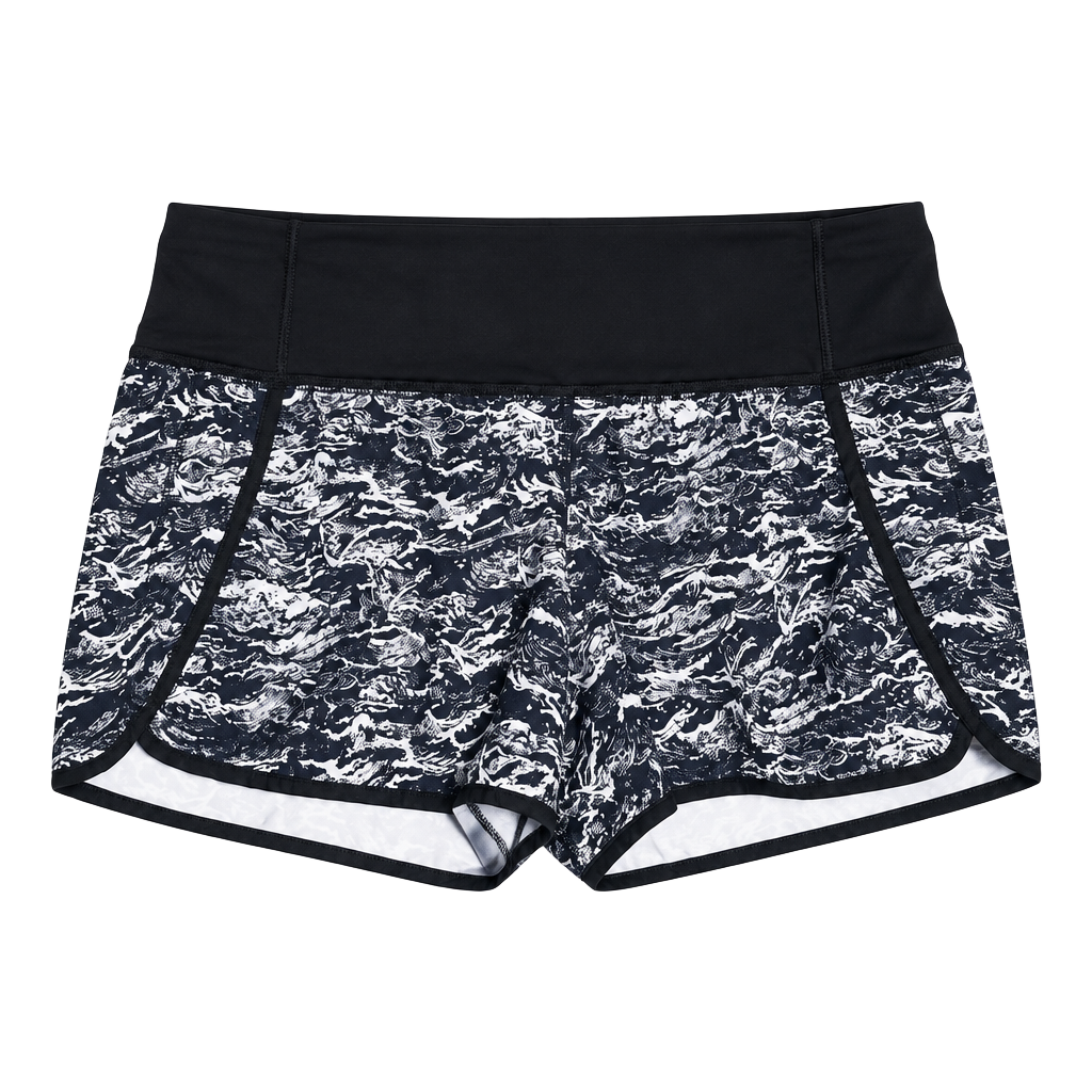 Lululemon Speed Short Womens Sz 2 Nami Wave White Black High Waist Stretch Zip. Pc 155 1