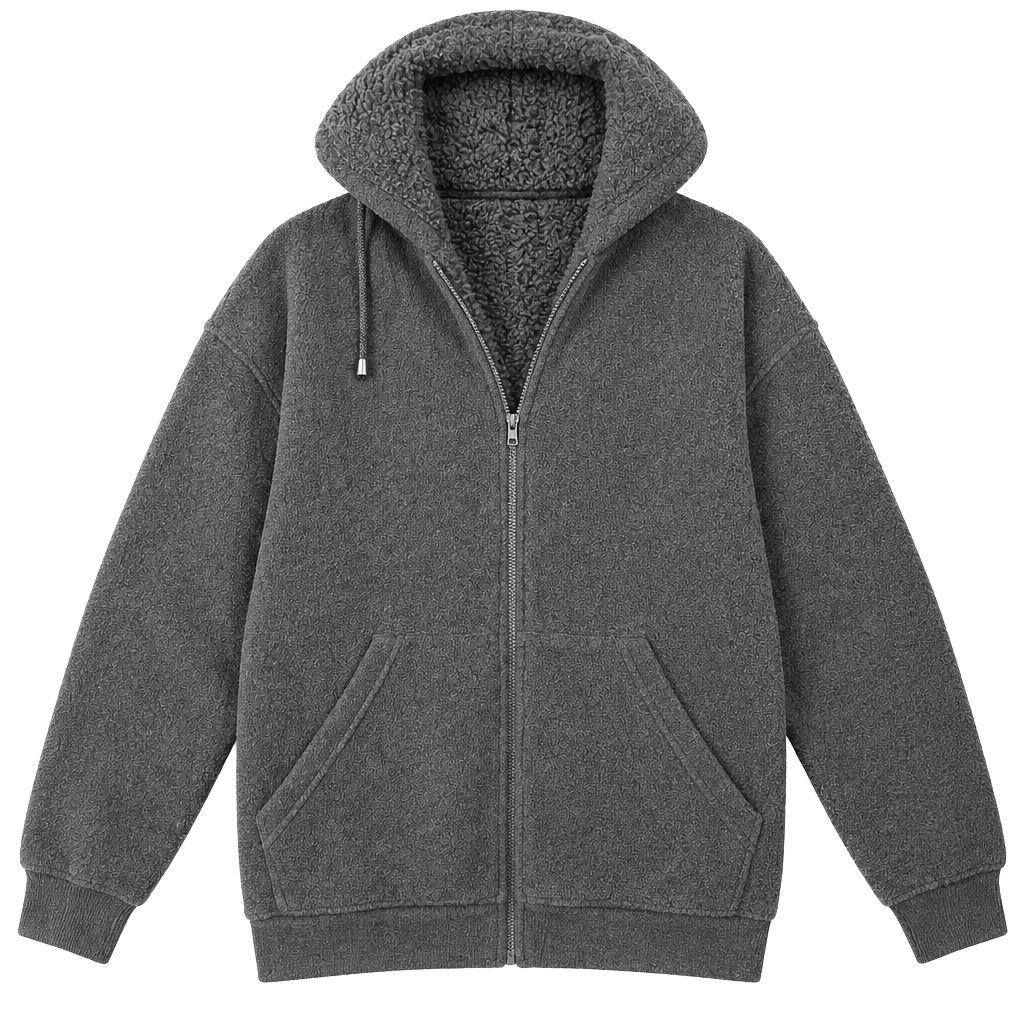 Arctic Knit Sherpa Lined Zip Up Hoodie XX-Large Gray Fleece Jacket 1