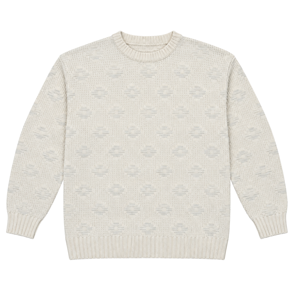 London Fog Sweater Size XL Cream Geometric Cotton Crewneck Vintage USA 1