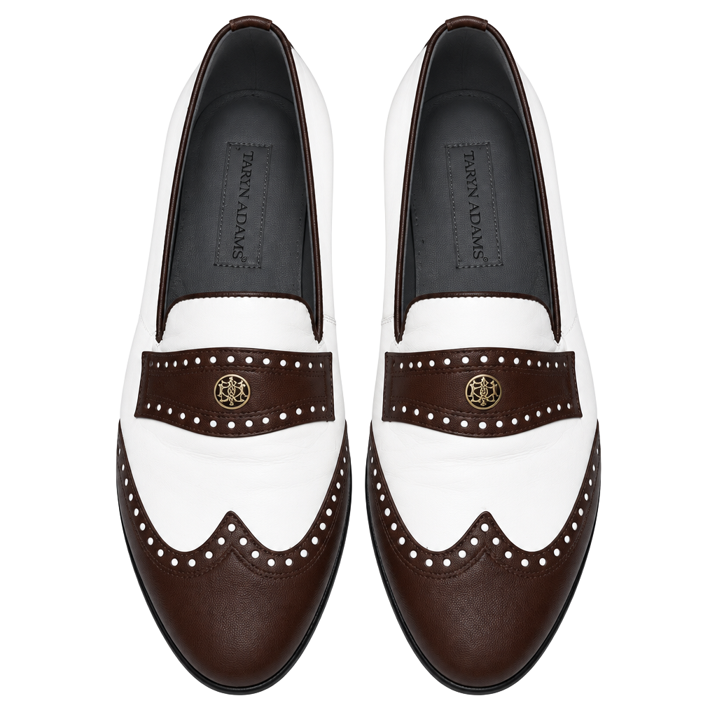 Stacy Adams Wingtip Loafers Brown White Leather Dress Shoes 1