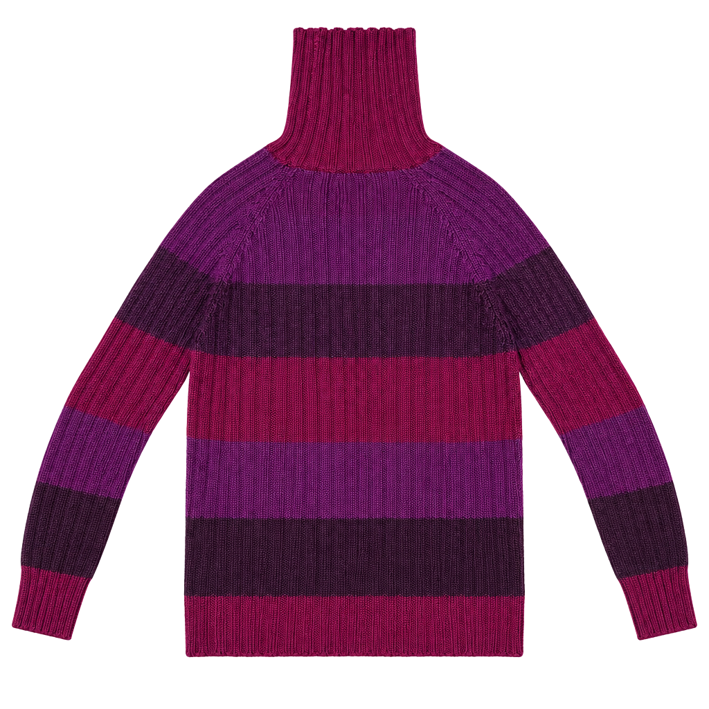 St. John's Bay Turtleneck Sweater Size Large Pink Purple Striped Cotton Algodon 1