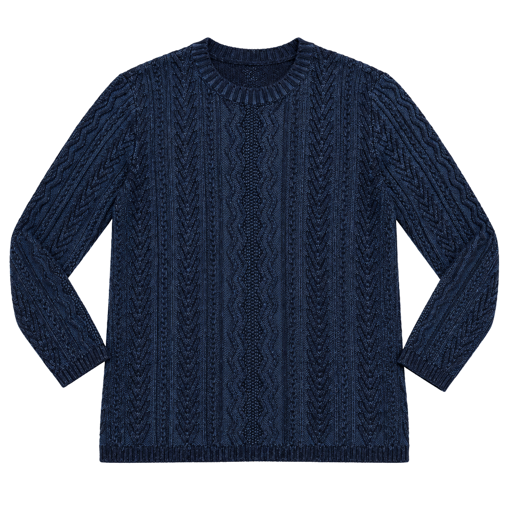 Eight Eight Eight Cable Knit Sweater Size L Blue Cotton 1