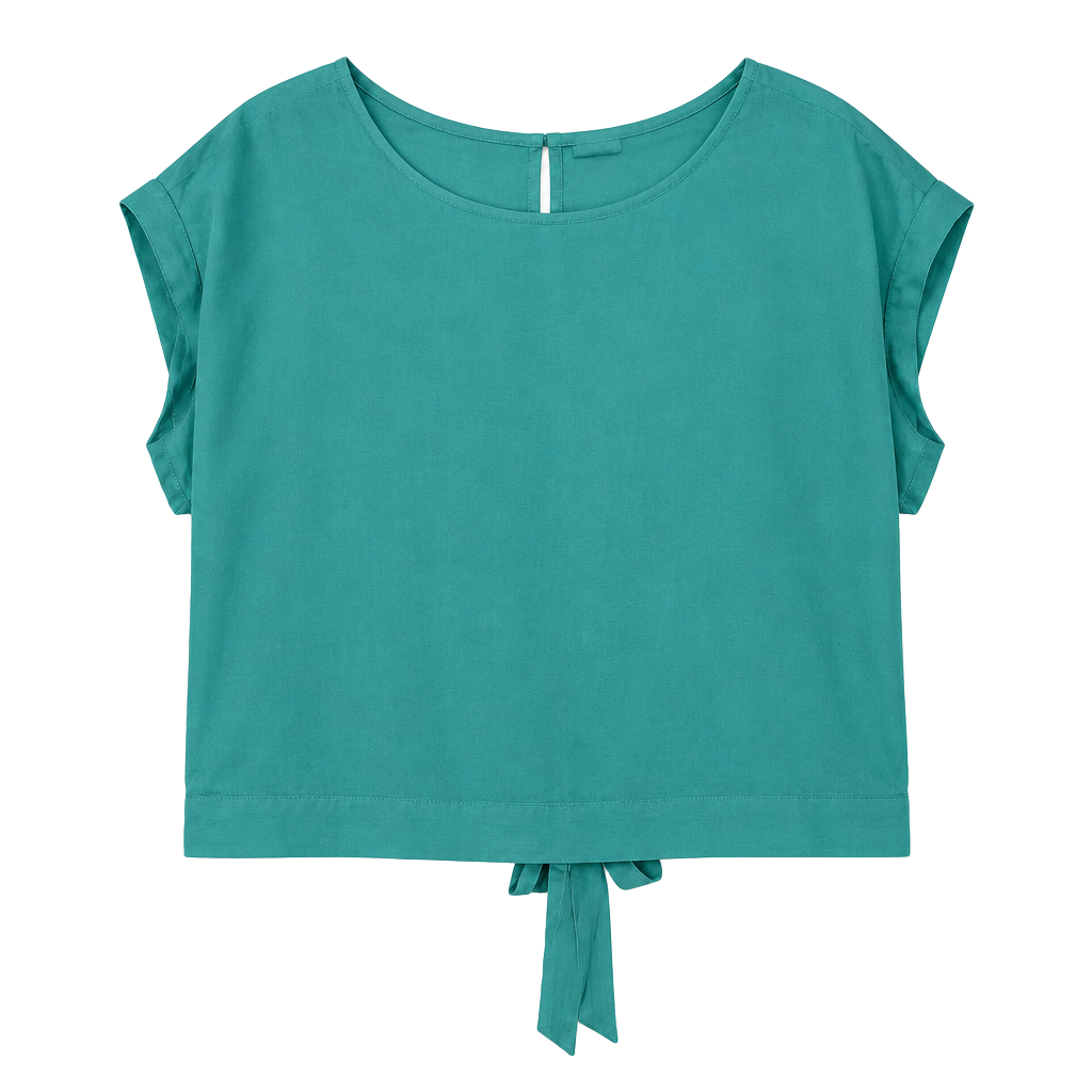 River Island Blouse Size 16 Teal Green Chiffon Short Sleeve Open Back 1