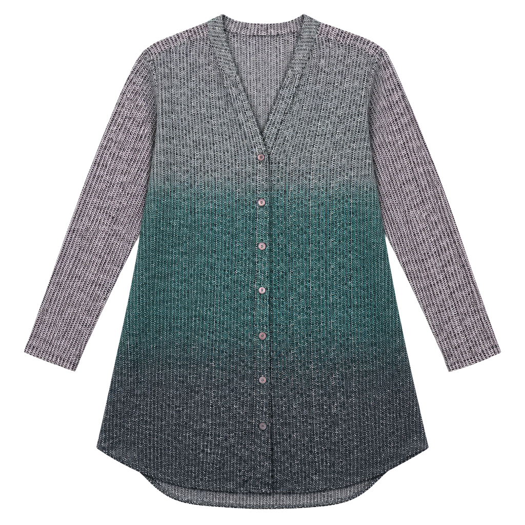 NIC+ZOE Ombre Button Down Shirt Size L 1