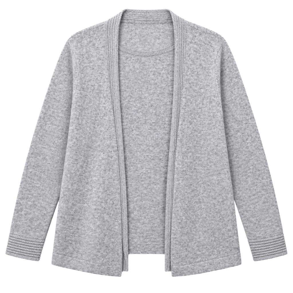 Charter Club 100% Cashmere Gray Open Front Ribbed Cardigan Luxury XL 1