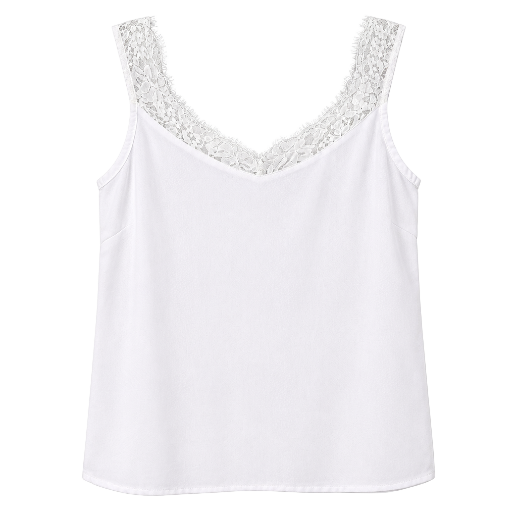 White Lace Trim Camisole 1