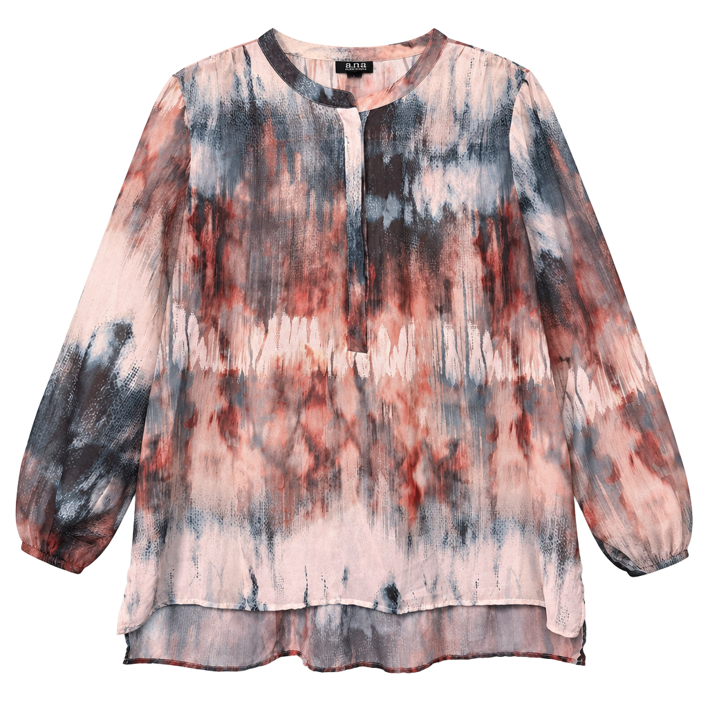 A.N.A. Blouse Size L Abstract Print Long Sleeve 1