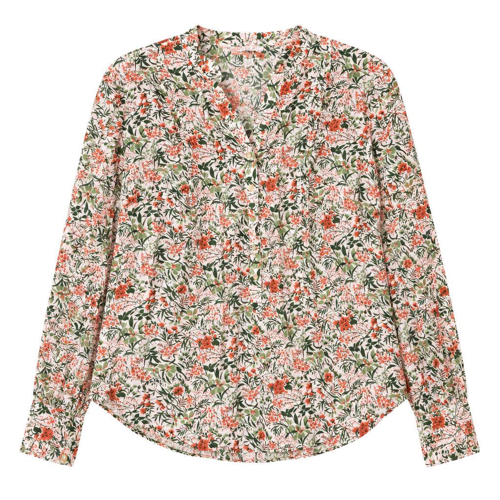 dressbarn Floral Blouse Size L Long Sleeve V-Neck 1