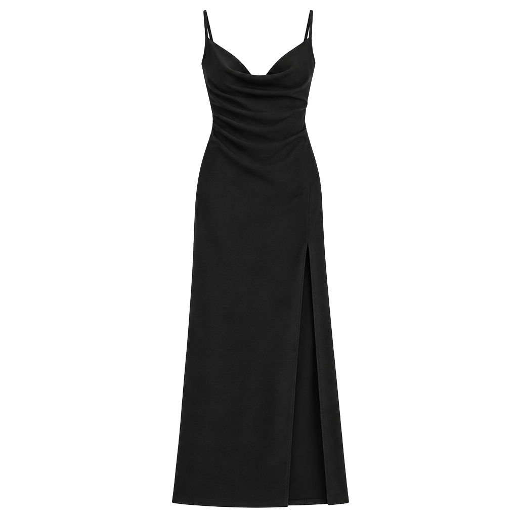Forever 21 Satin Slip Dress Cowl Neck Side Slit Strappy Sleeveless Size S 1