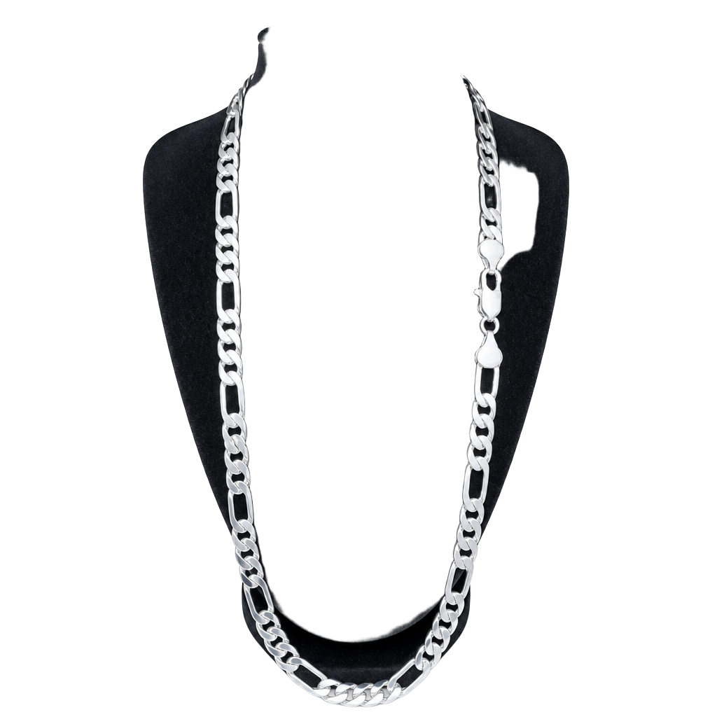 24 inch 8mm 925 thermal infused over brass net tarnish figaro chain 1