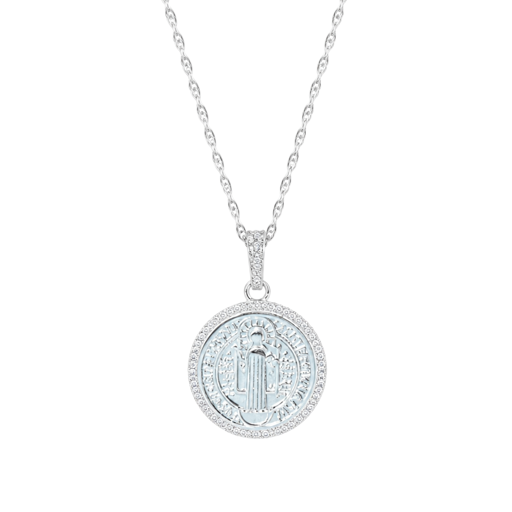 GRA Certified Moissanite Saint Benedict Medallion Necklace with Chain 1