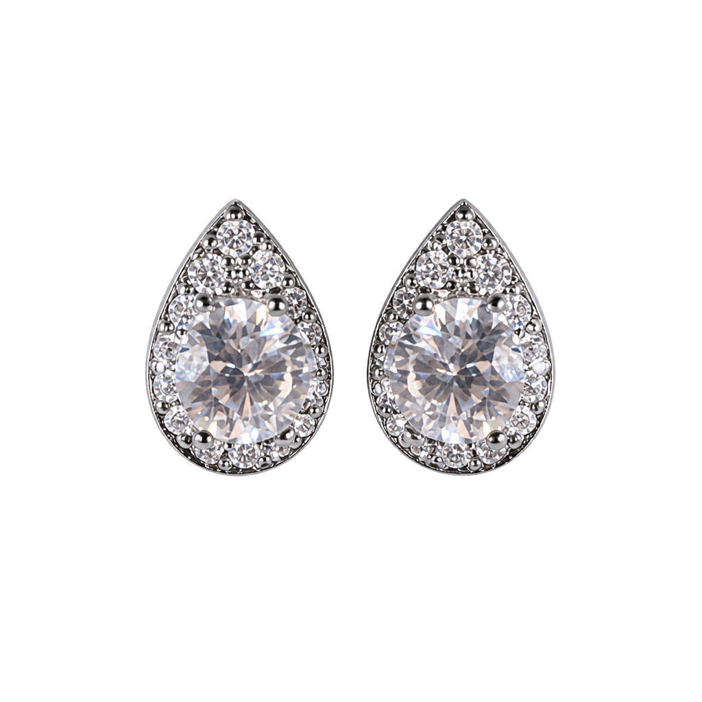 GRA Certified Moissanite Pear Shape Teardrop Halo Stud Earrings 1