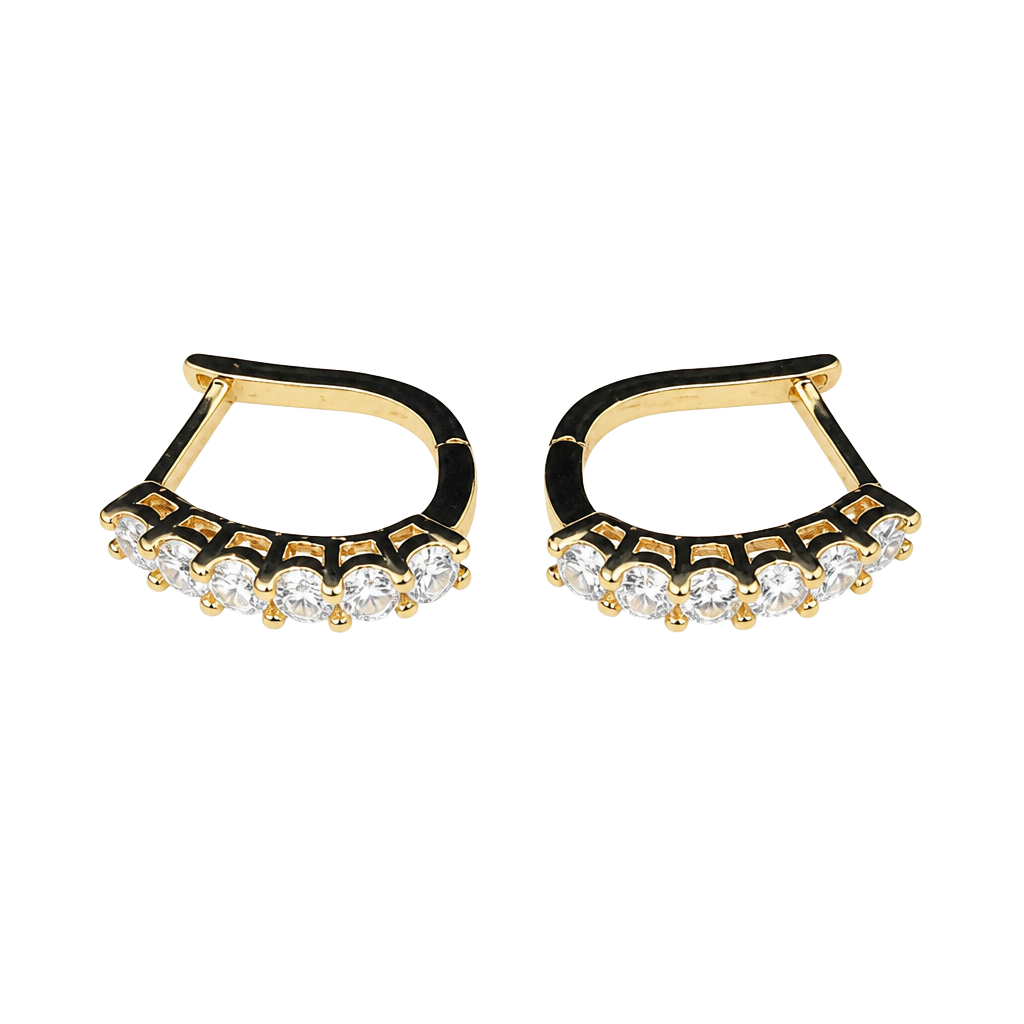 Gra 14K Yellow Gold plated Half Hoop Diamond Earrings with Moissanite 1