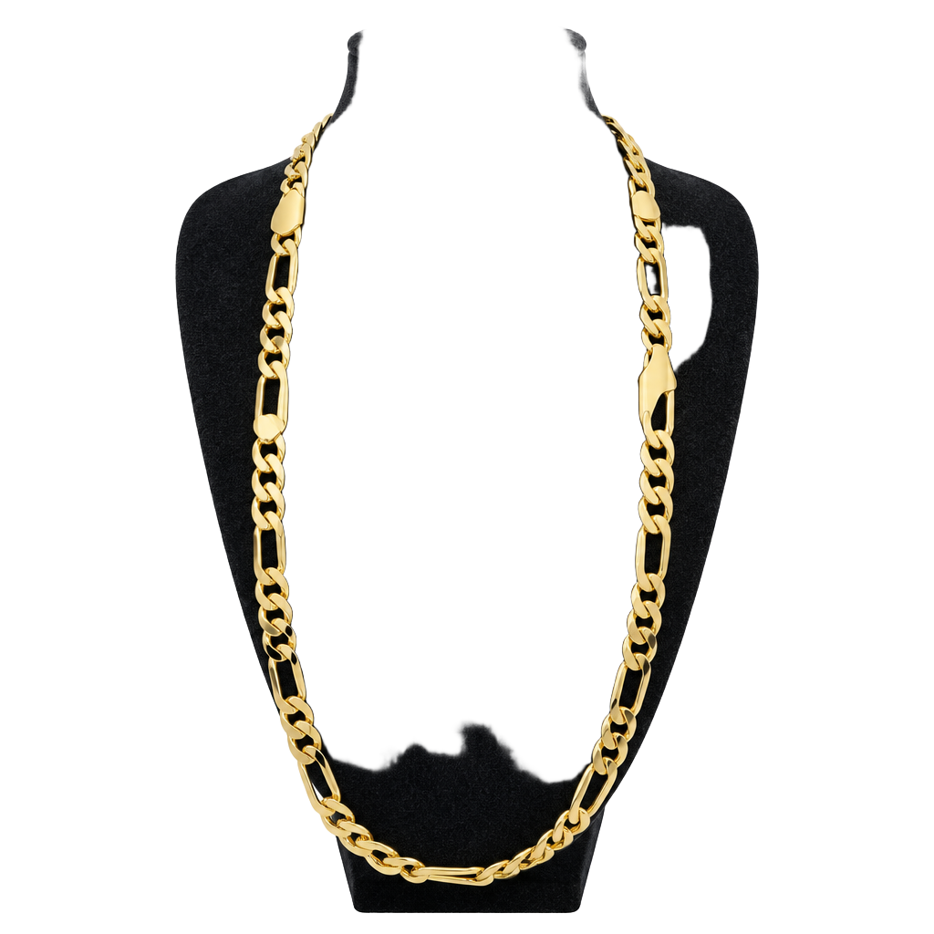 14K Gold thermal infused over brass Figaro Chain 24 Inch 1