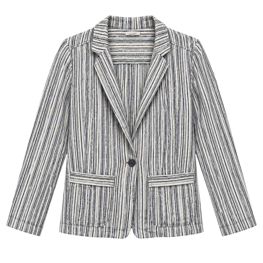 Maurices Blazer Size S Blue White Striped Linen Blend Single Button 1