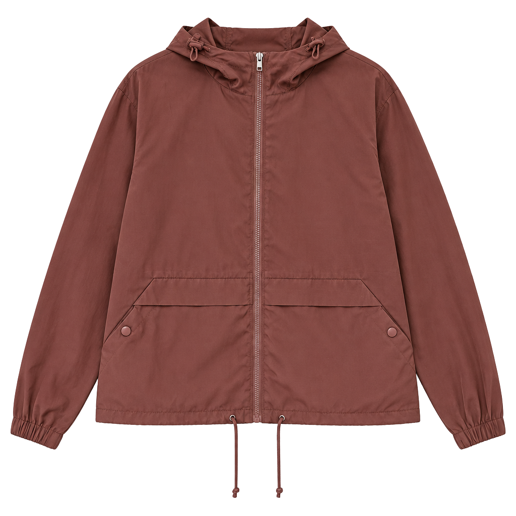 CI SONO Womens Large Dark Mauve Hooded Windbreaker Jacket Lightweight Cinch 1
