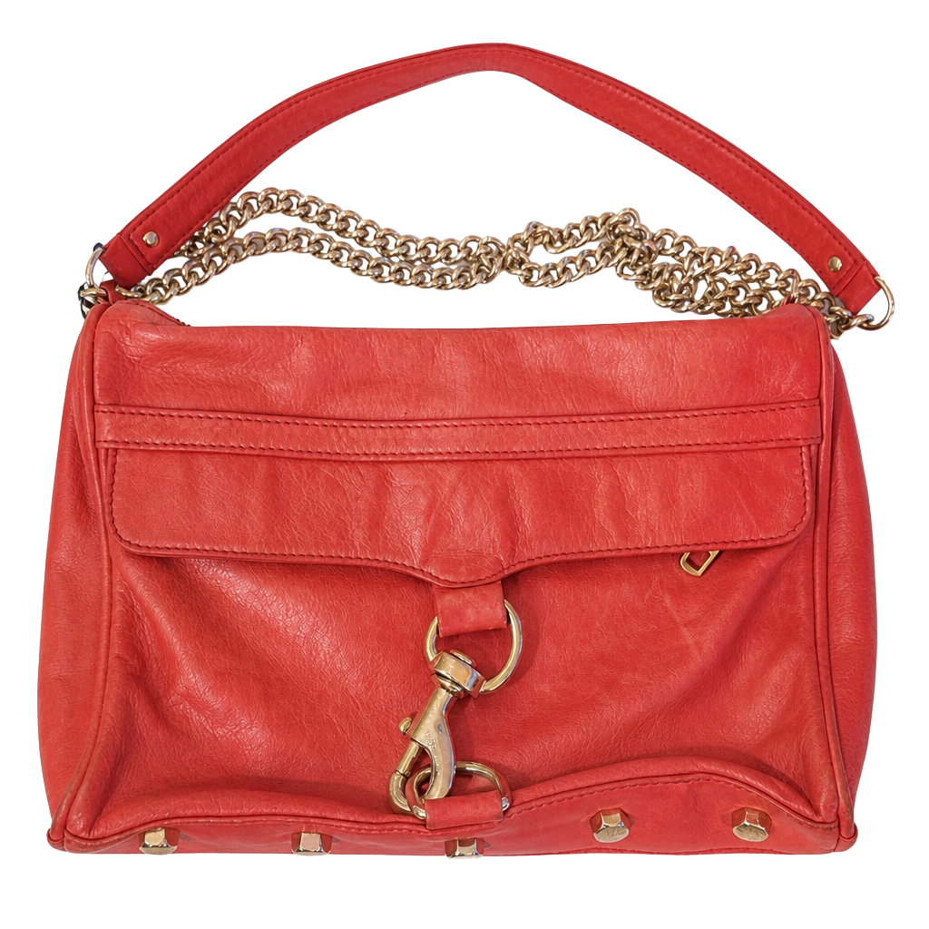 Rebecca Minkoff Red Medium Shoulder Bag Gold Chain Strap Zip Inner Pockets 1