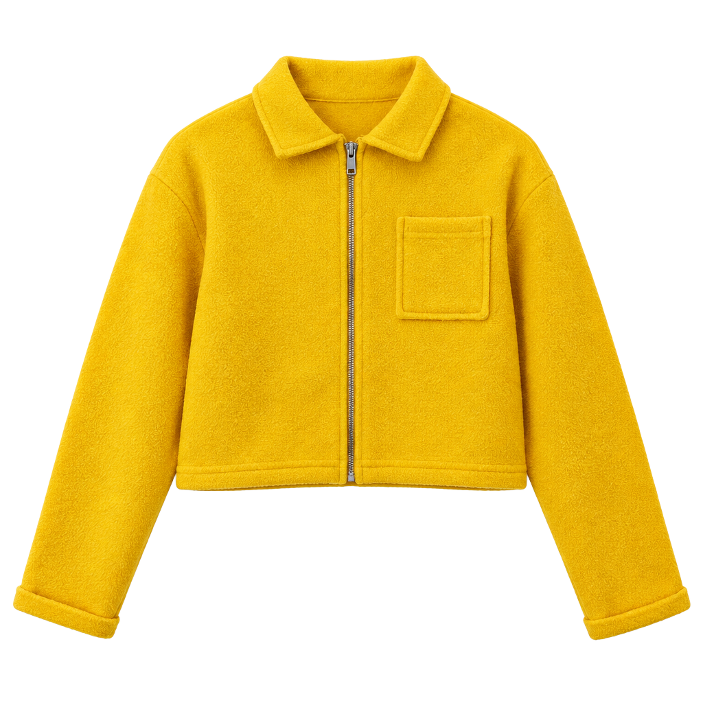 Vintage R4R Rave 4 Real Jacket Womens S Yellow Cropped Fuzzy Zip Made USA 90s 1