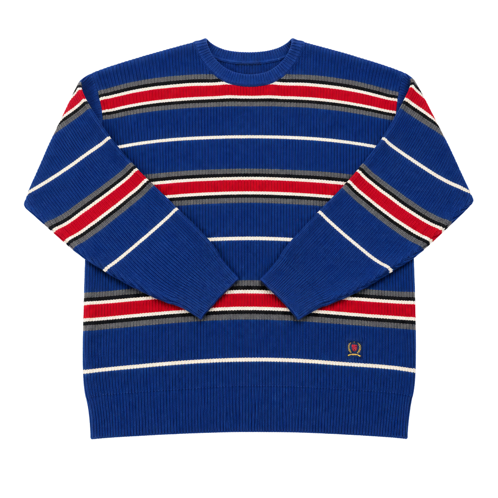 Tommy Hilfiger Striped Sweater Size XL Blue Red Cotton Crewneck 1