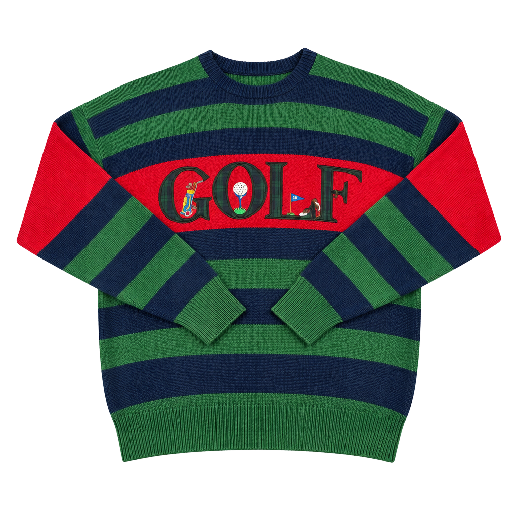 Hathaway Golf Striped Sweater Size XL Green Navy Red 1