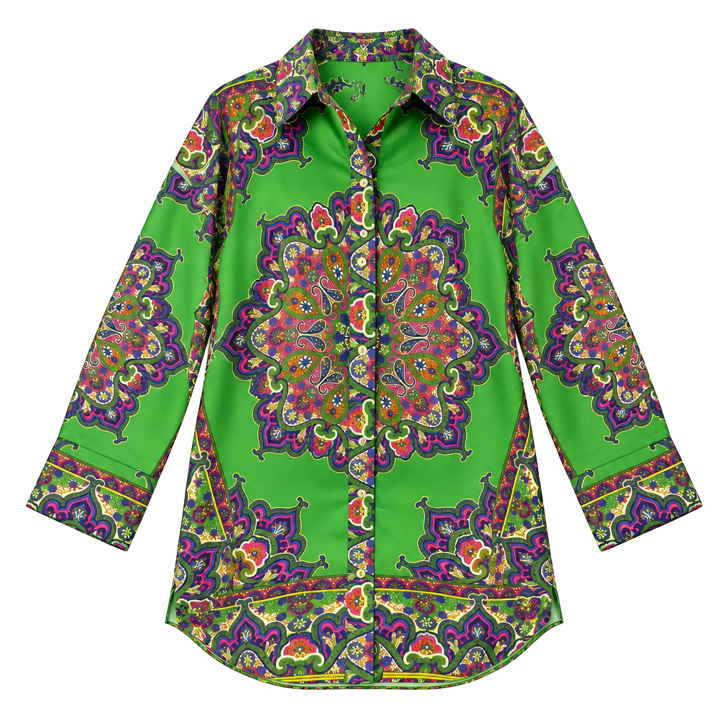 Zara Printed Shirt Size M Green Paisley 1