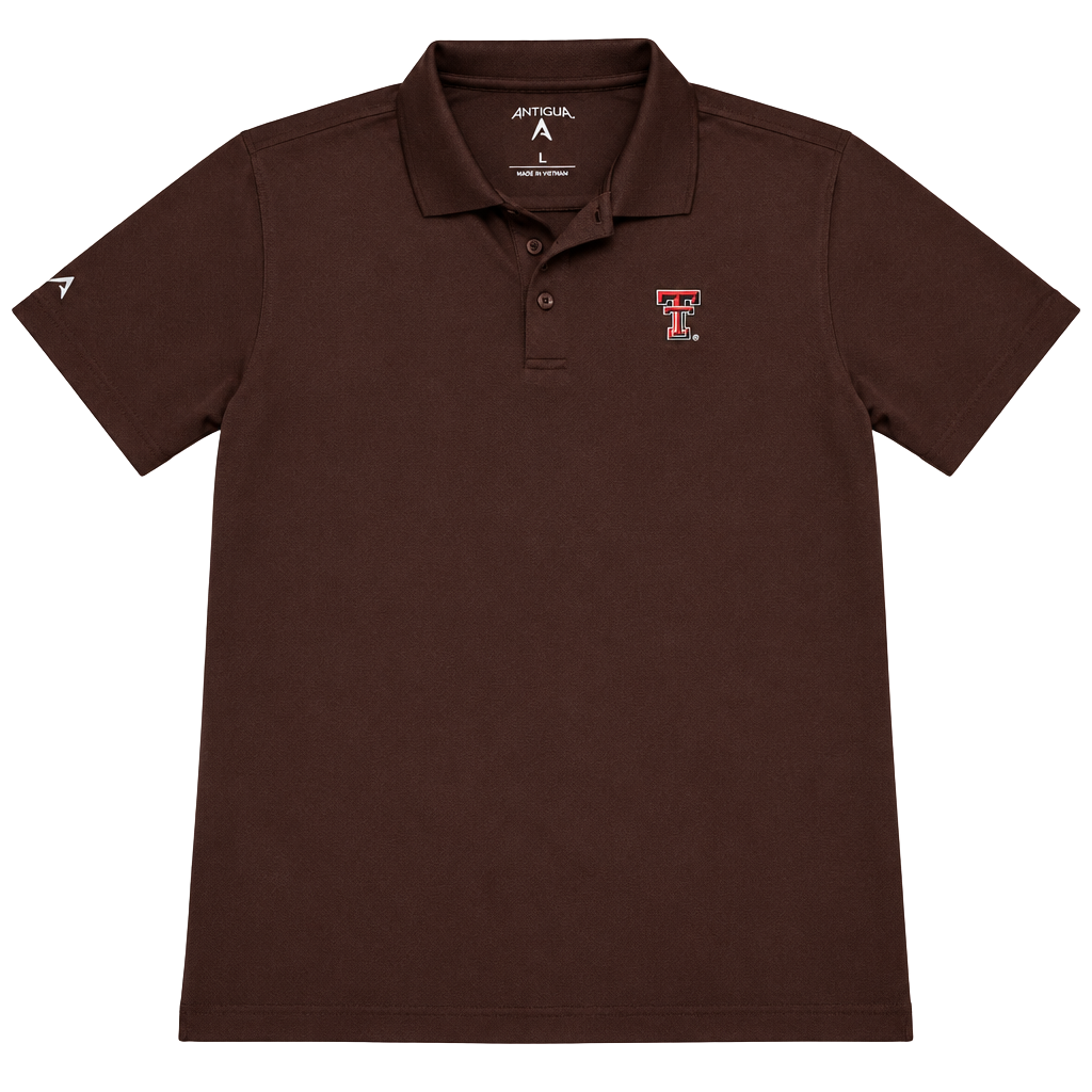Antigua Texas Tech Red Raiders Polo Shirt Size L Brown Embroidered Logo 1