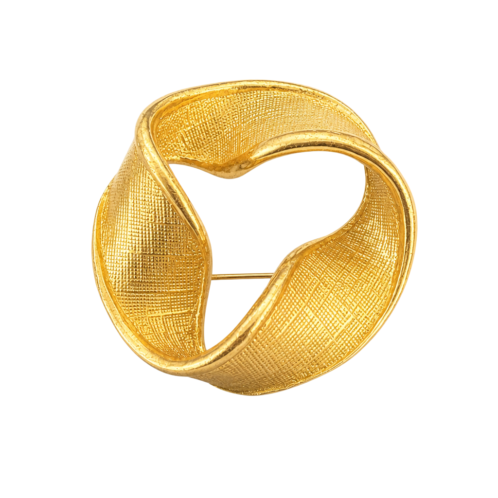Napier Vintage Gold Tone Textured Twisted Wreath Brooch Pin 1